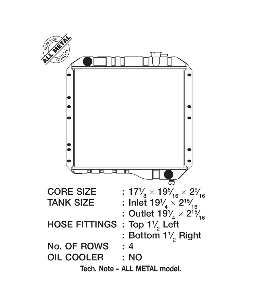 CSF Radiator - 70-74 3.9L Toyota Landcruiser & also 75-80 4.2L (4 ROW copper core)