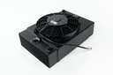 CSF - Universal Drag Race / Tuck Radiator -10.5H" x 10L" x 3.6W" (5.65" w/fan) - Includes 9-inch SPAL fan - Includes inlet/outlet kit (1.25 or -16) + installation brackets (Black)