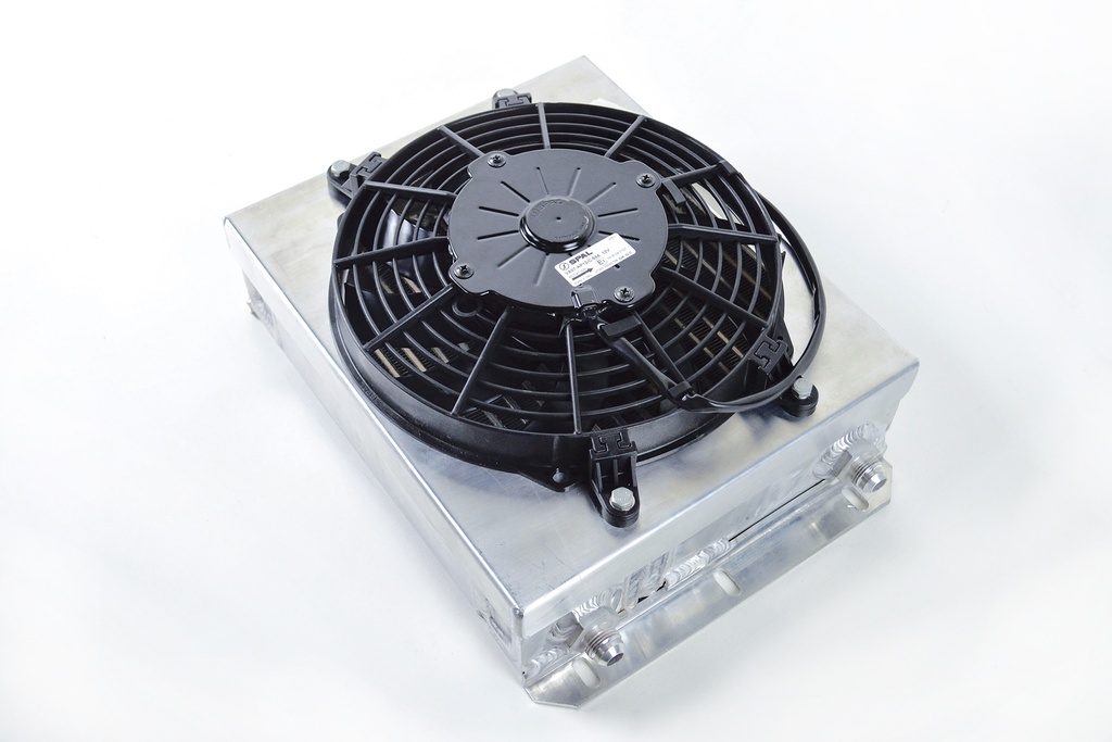 CSF - 13.8L x 10H Dual Fluid BAR&PLATE HD OIL COOLER w/ 9' SPAL FAN (1/3 and 2/3 partition)