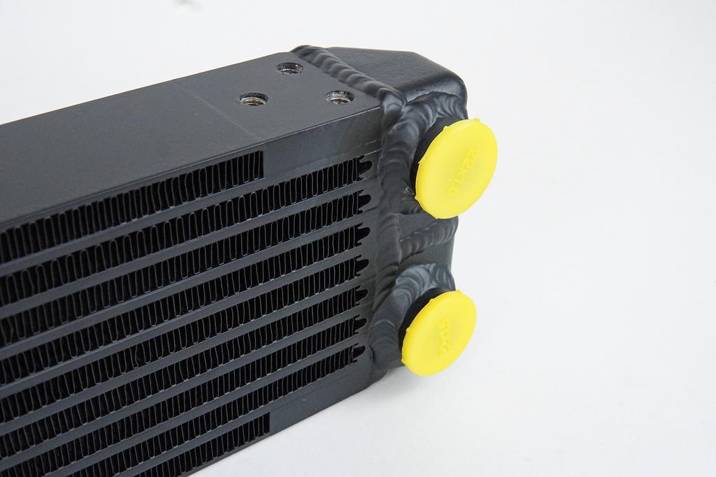 Universal Dual-Pass Oil Cooler w/ Direct Fitment for Porsche 911 Center Front Oil Cooler (’73 RS Style) – M22 x 1.5 Connections – 22”L x 4.75”H x 2.16”W