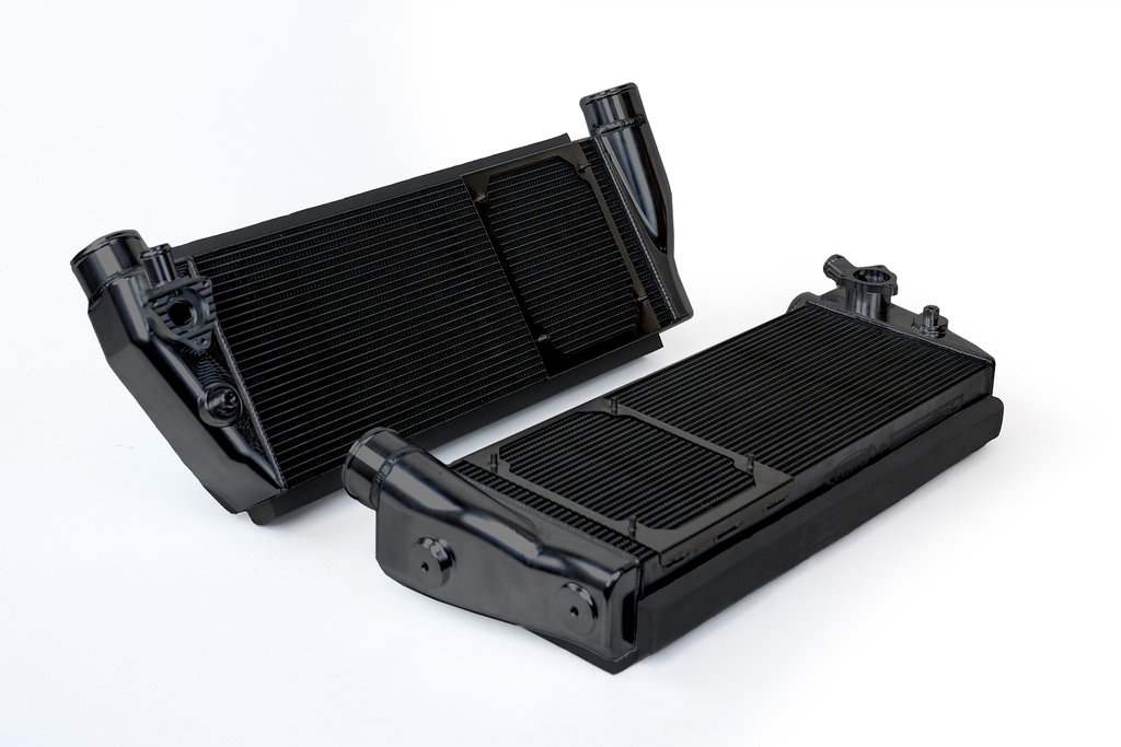 Twin Intercooler Set 15-20 Ferrari 488 GTB 16-20 Ferrari 488 Spider 19-21 Ferrari 488 Pista / Spider 2020+ Ferrari F8 Tributo / F8 Spider In Custom Thermal Dispersion Black Finish